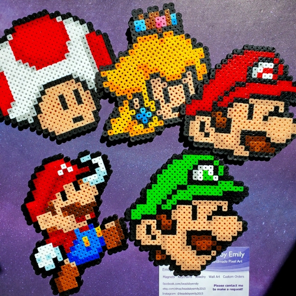 Paper Mario Magnets - Handmade Nerdy Home Decor - Picture 1 of 7